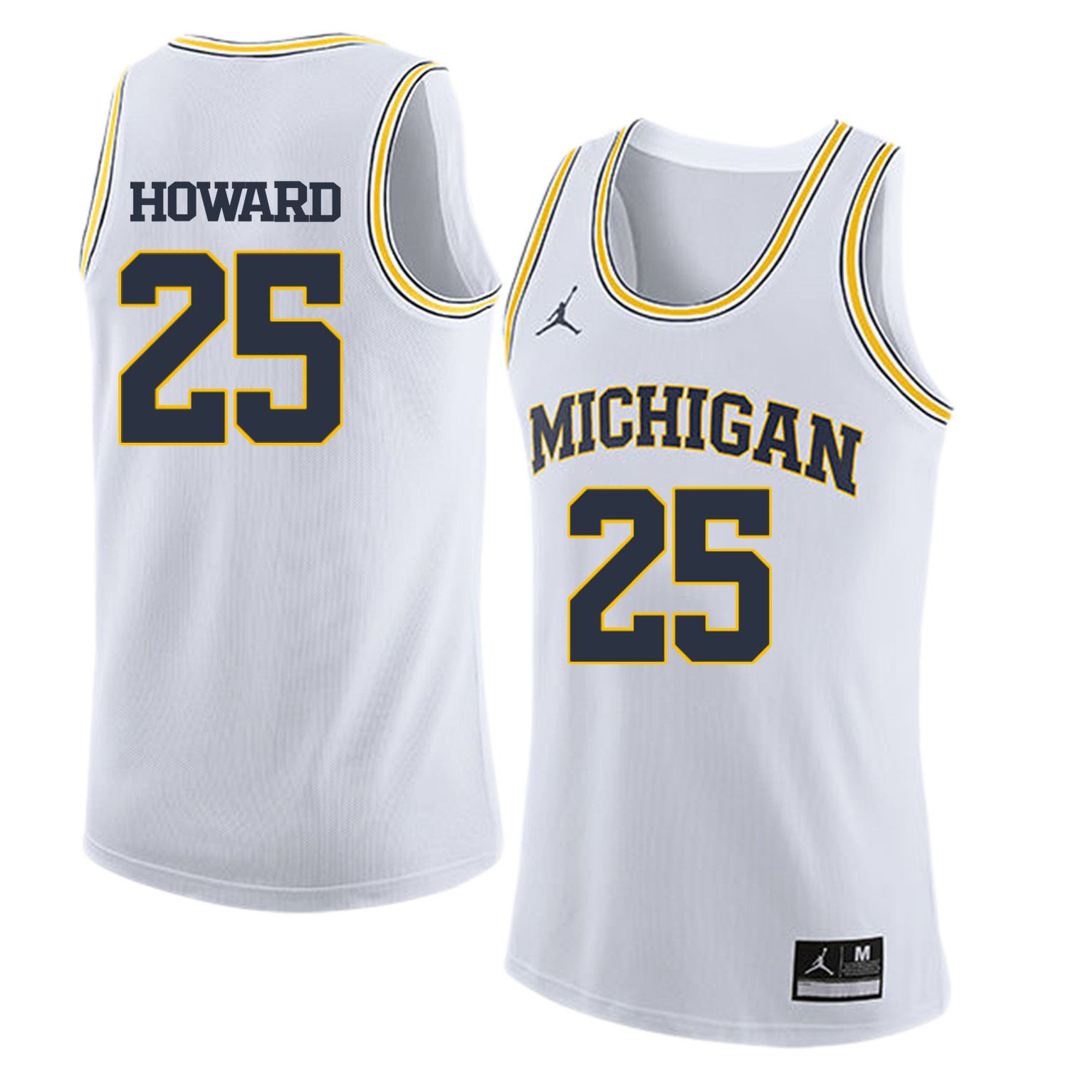Men Jordan University of Michigan Basketball White #25 Howard Customized NCAA Jerseys
